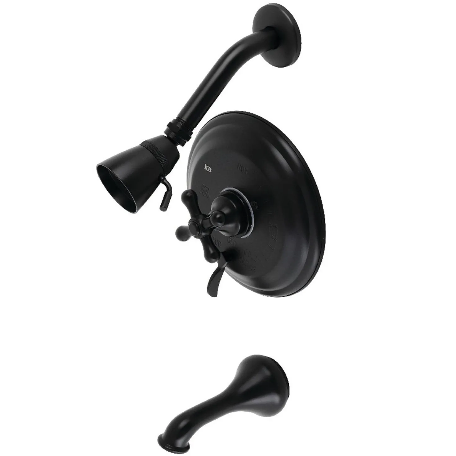 Kingston Brass Restoration Tub and Shower Faucet in Matte Black