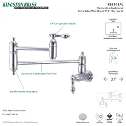 Kingston Brass Restoration Wall Mount Pot Filler Kitchen Faucet