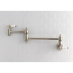 Kingston Brass Restoration Wall Mount Single Hole Pot Filler Kitchen Faucet