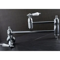 Kingston Brass Restoration Wall Mount Single Hole Pot Filler Kitchen Faucet