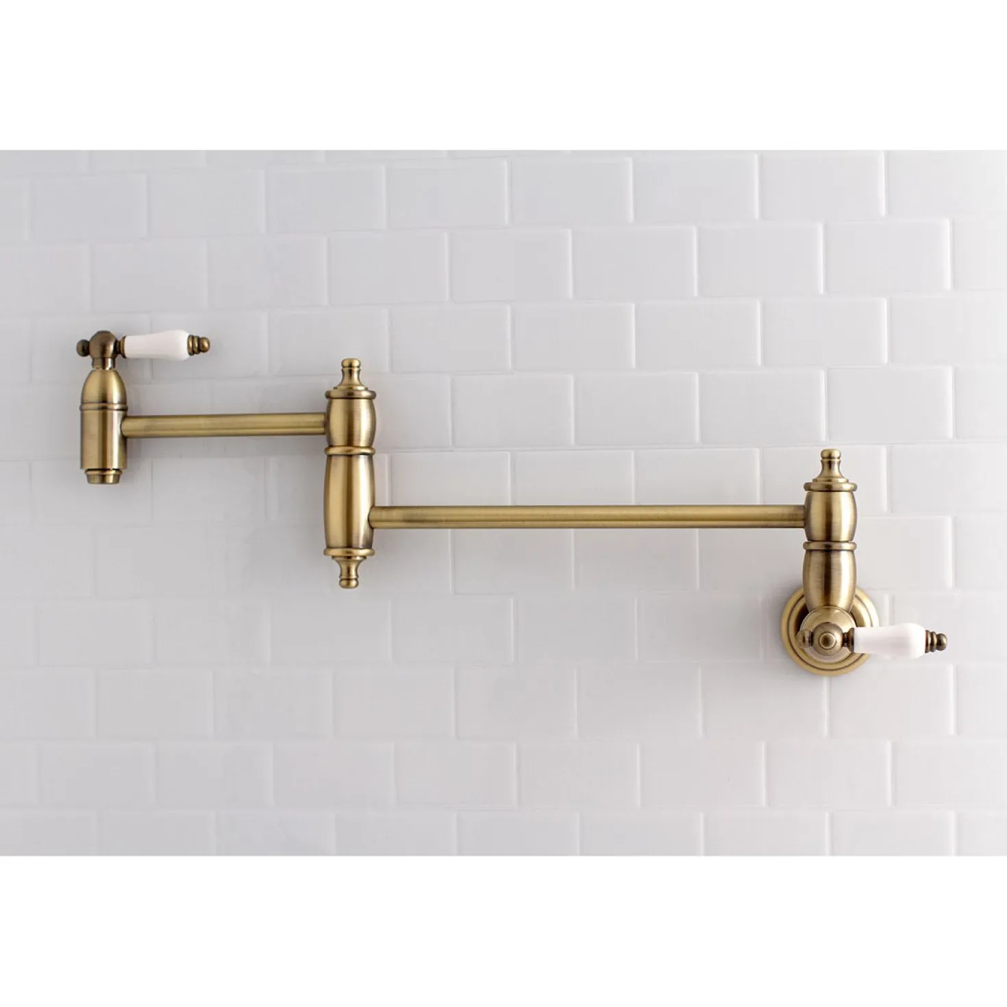 Kingston Brass Restoration Wall Mount Single Hole Pot Filler Kitchen Faucet