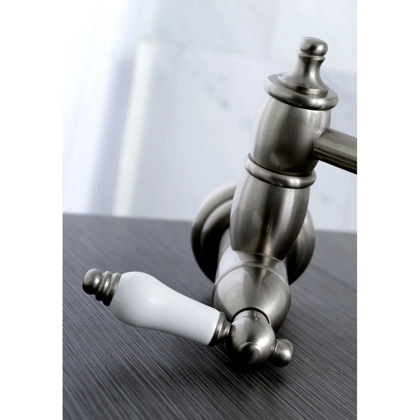 Kingston Brass Restoration Wall Mount Single Hole Pot Filler Kitchen Faucet