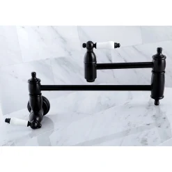 Kingston Brass Restoration Wall Mount Single Hole Pot Filler Kitchen Faucet