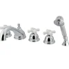 Kingston Brass Roman Cross Handles Tub Faucet with Hand Shower