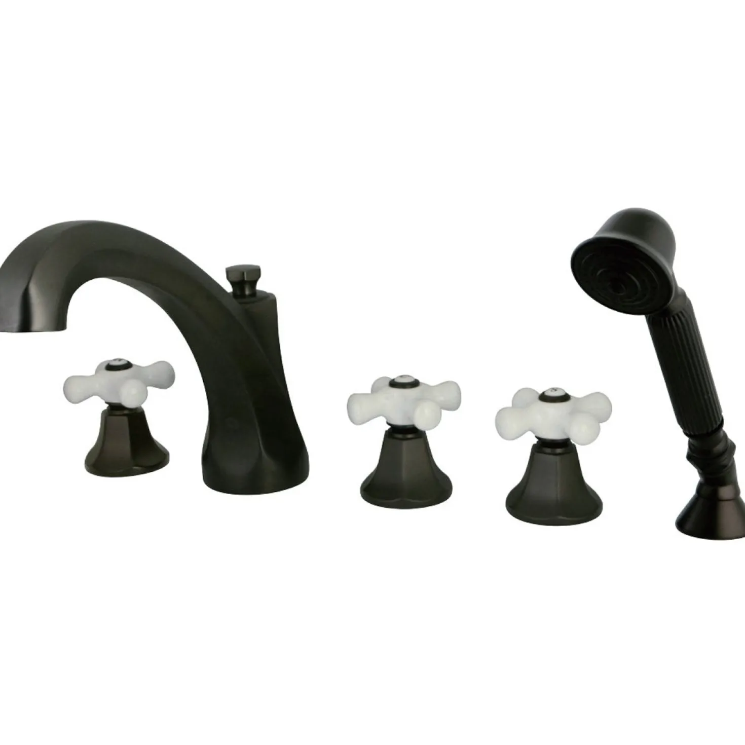 Kingston Brass Roman KS432X5PX-P 3-Cross Handles Tub Faucet with Hand Shower
