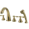 Kingston Brass Roman Lever Handles Tub Faucet with Hand Shower