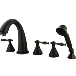Kingston Brass Roman Lever Handles Tub Faucet with Hand Shower