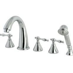 Kingston Brass Roman Lever Handles Tub Faucet with Hand Shower