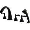 Kingston Brass Roman 3-Lever Handles Tub Faucet with Hand Shower