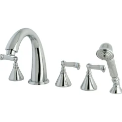 Kingston Brass Roman 3-Lever Handles Tub Faucet with Hand Shower