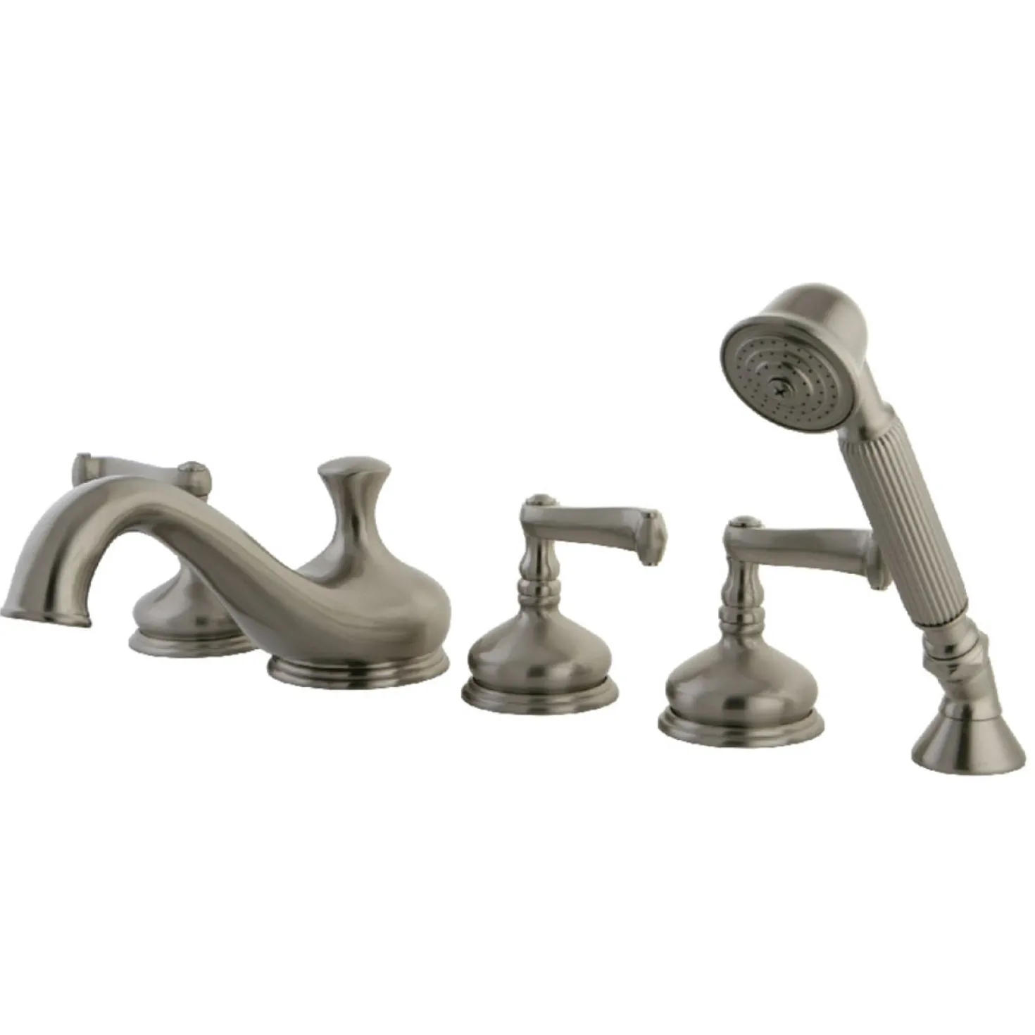 Kingston Brass Roman Tub Faucet with Hand Shower in Brushed Nickel