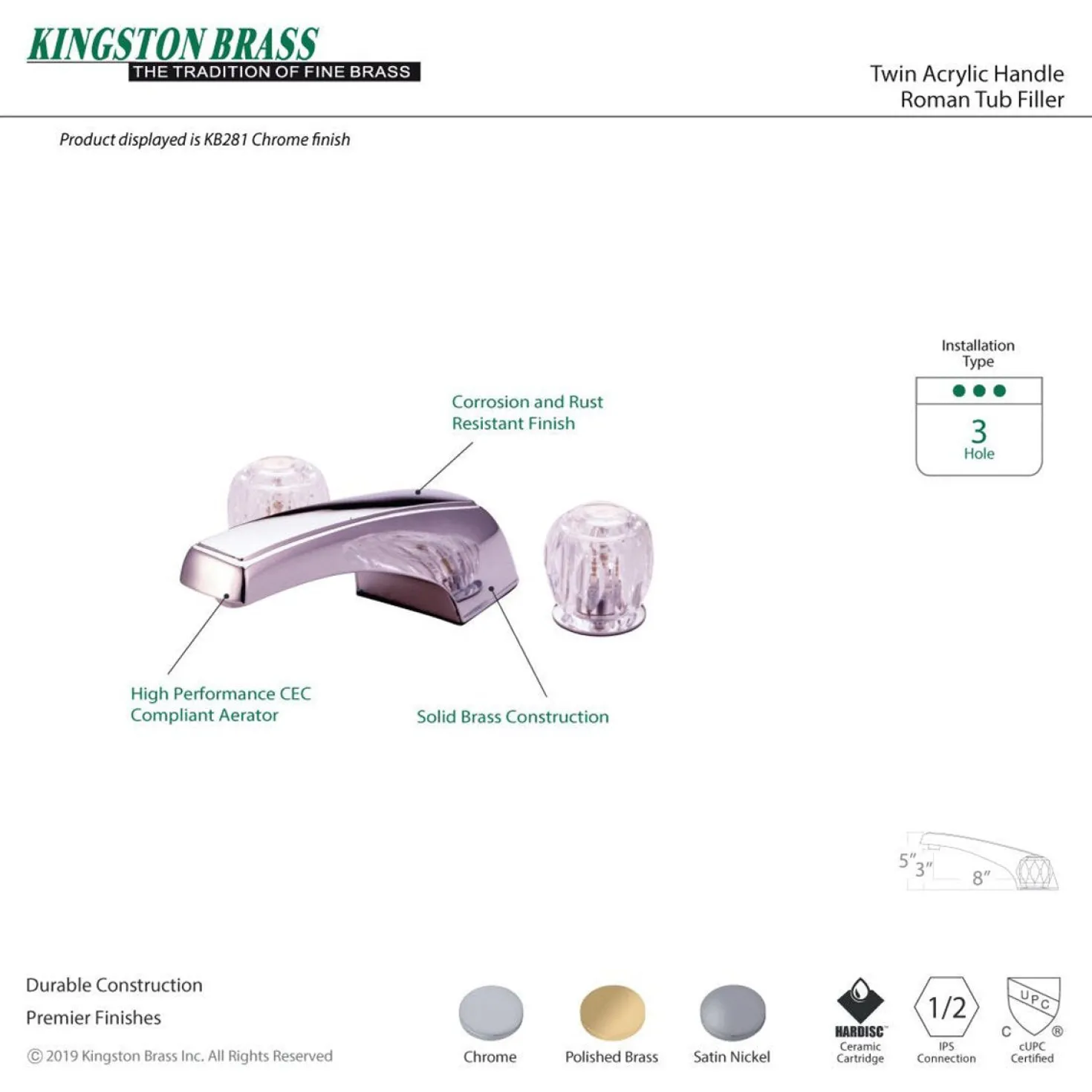 Kingston Brass Roman 4.63" Tub Faucet