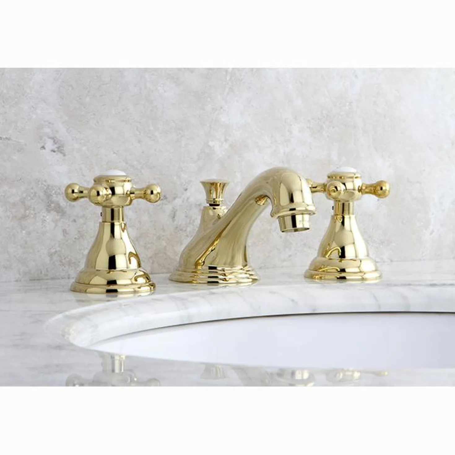 Kingston Brass Royale Classic Two Handle Deck Mount 8" to 16" Widespread Lavatory Faucet with Brass Pop-up