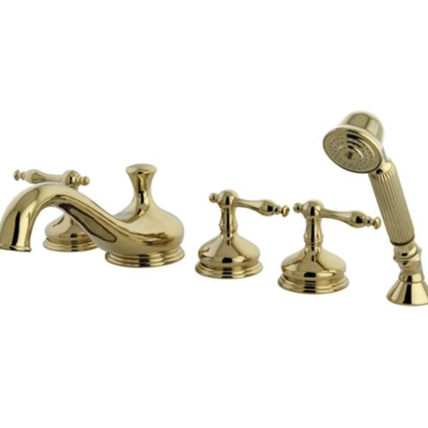 Kingston Brass Royale Classic Three Handle Roman Tub Filler with Hand Shower