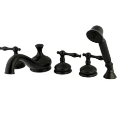 Kingston Brass Royale Classic Three Handle Roman Tub Filler with Hand Shower