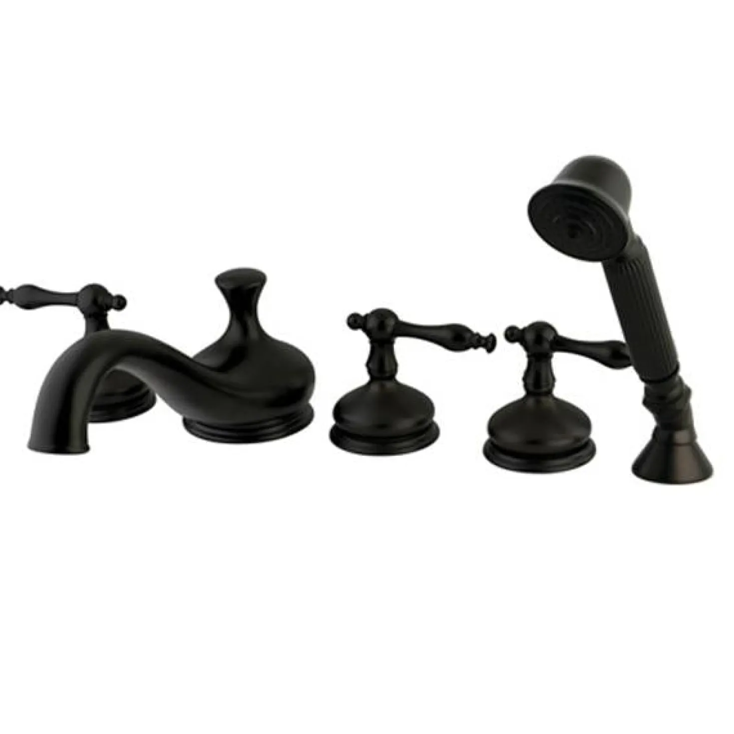 Kingston Brass Royale Classic Three Handle Roman Tub Filler with Hand Shower