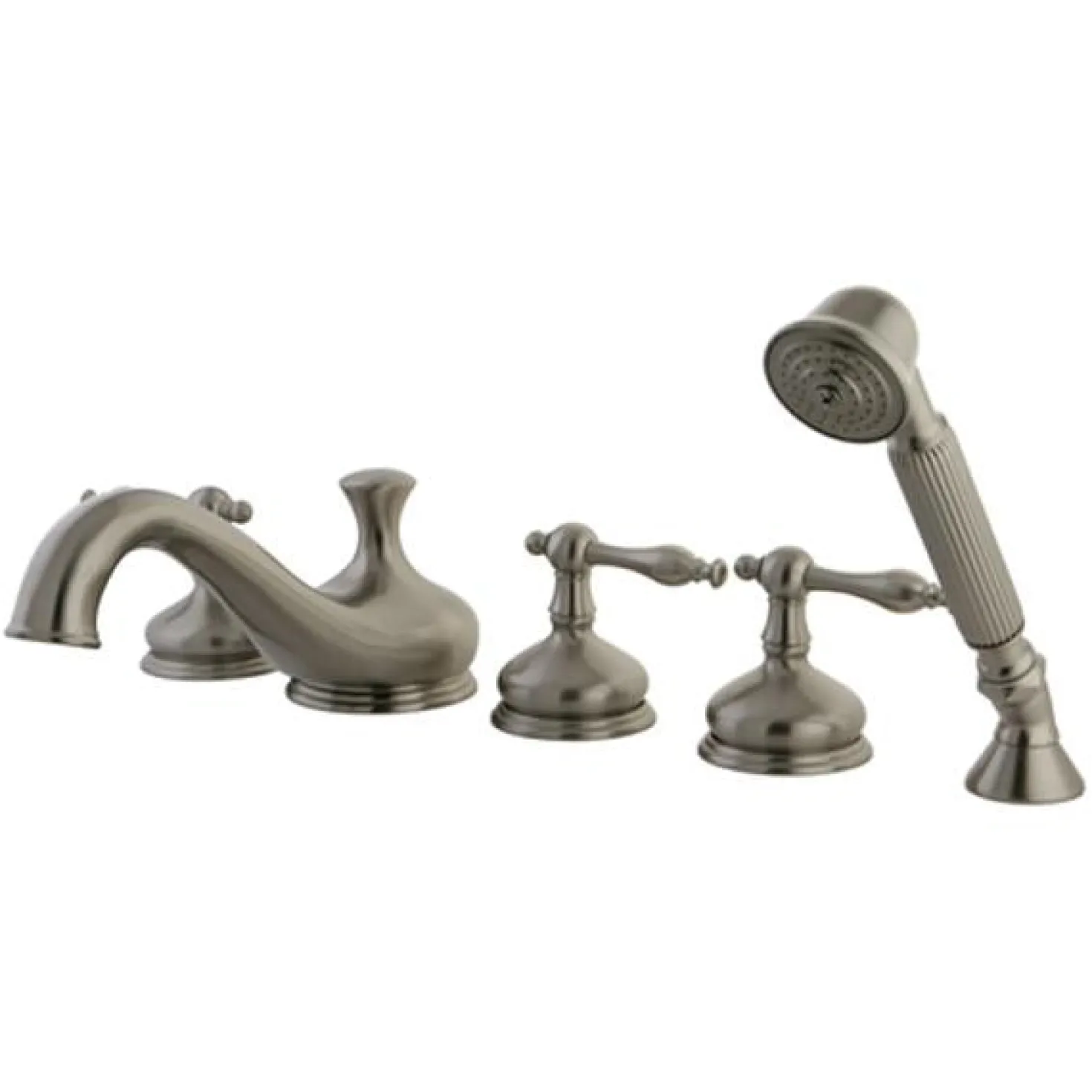 Kingston Brass Royale Classic Three Handle Roman Tub Filler with Hand Shower