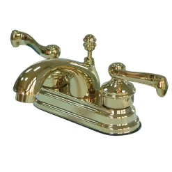 Kingston Brass Royale Contemporary 4" Centerset Two Handle Lavatory Faucet with Brass Pop-up