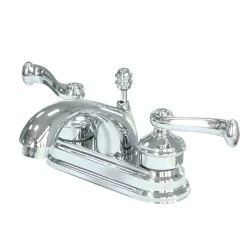 Kingston Brass Royale Contemporary 4" Centerset Two Handle Lavatory Faucet with Brass Pop-up