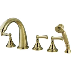 Kingston Brass Royale Roman Tub Filler with Hand Shower in Polished Brass