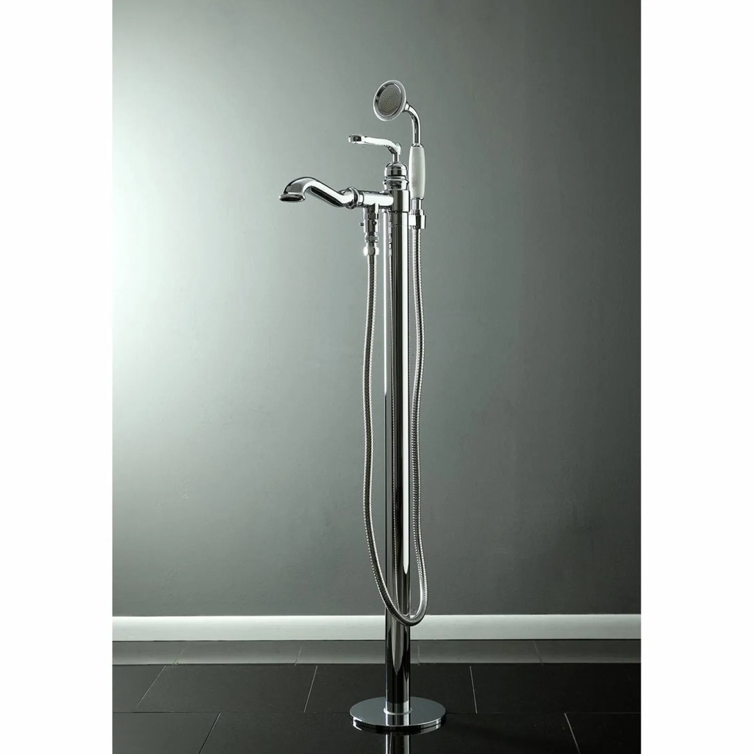 Kingston Brass Royale Single Handle Freestanding Roman Tub Faucet with Hand Shower