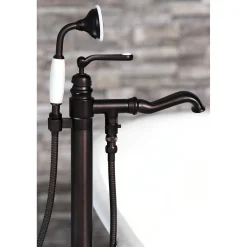 Kingston Brass Royale Single Handle Freestanding Roman Tub Faucet with Hand Shower