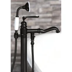 Kingston Brass Royale Single Handle Freestanding Roman Tub Faucet with Hand Shower