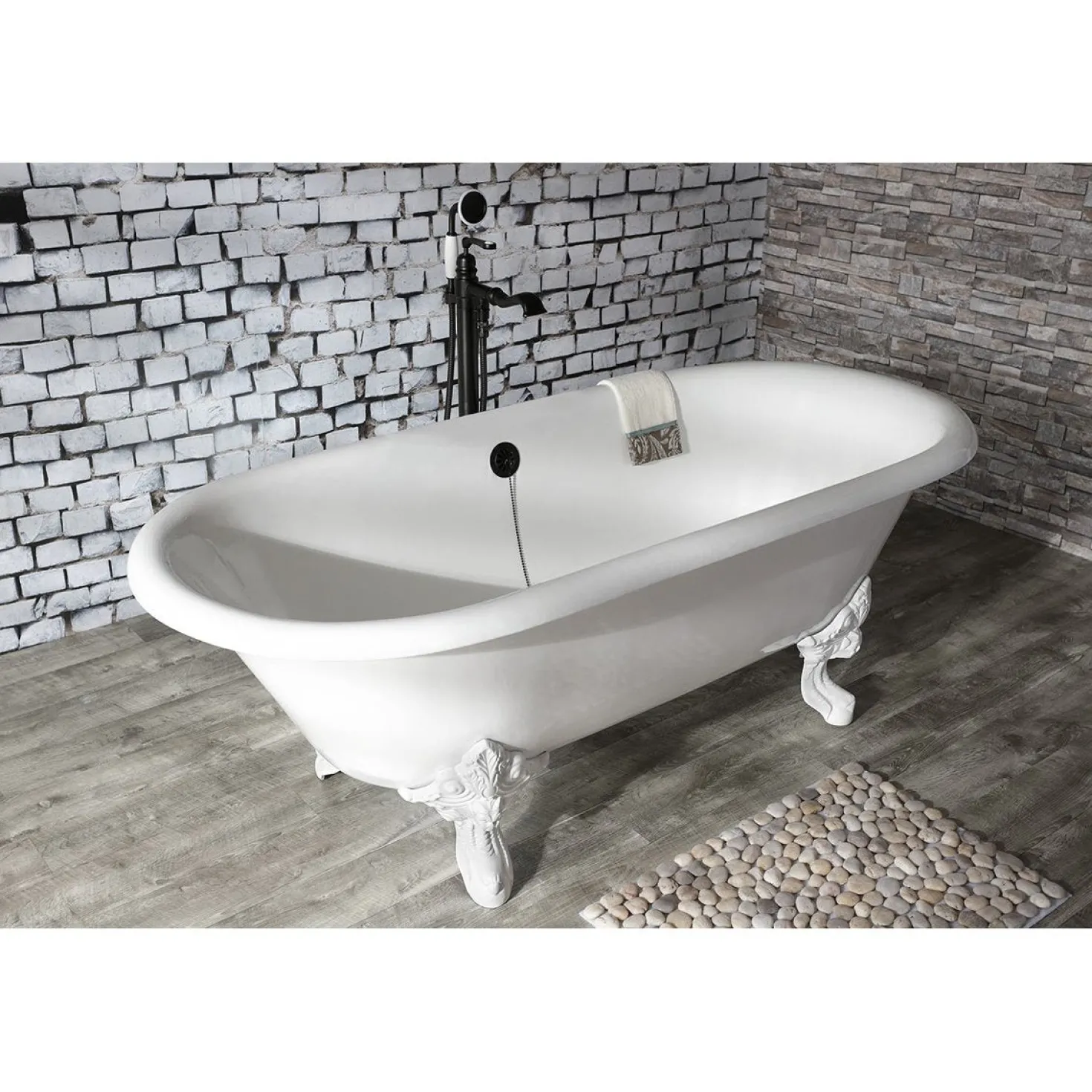 Kingston Brass Royale Single Handle Freestanding Roman Tub Faucet with Hand Shower