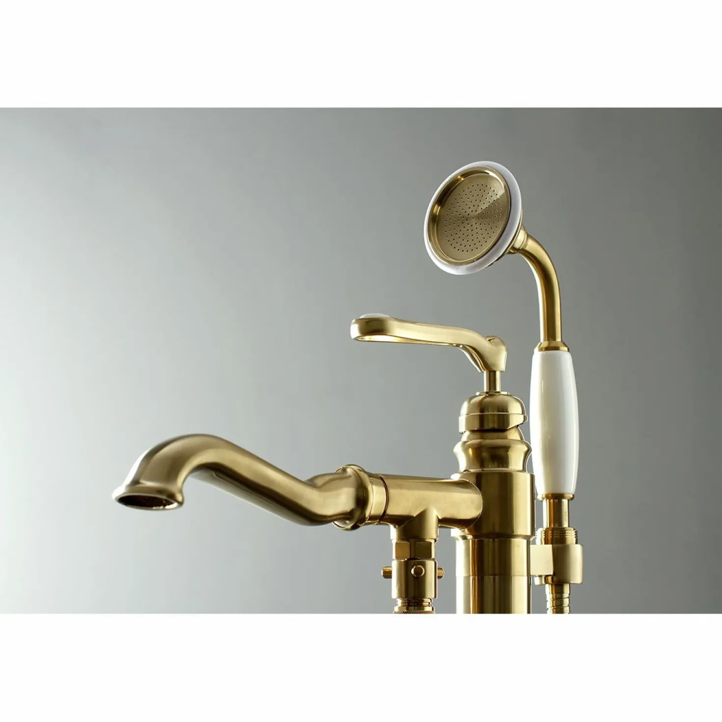 Kingston Brass Royale Single Handle Freestanding Roman Tub Faucet with Hand Shower