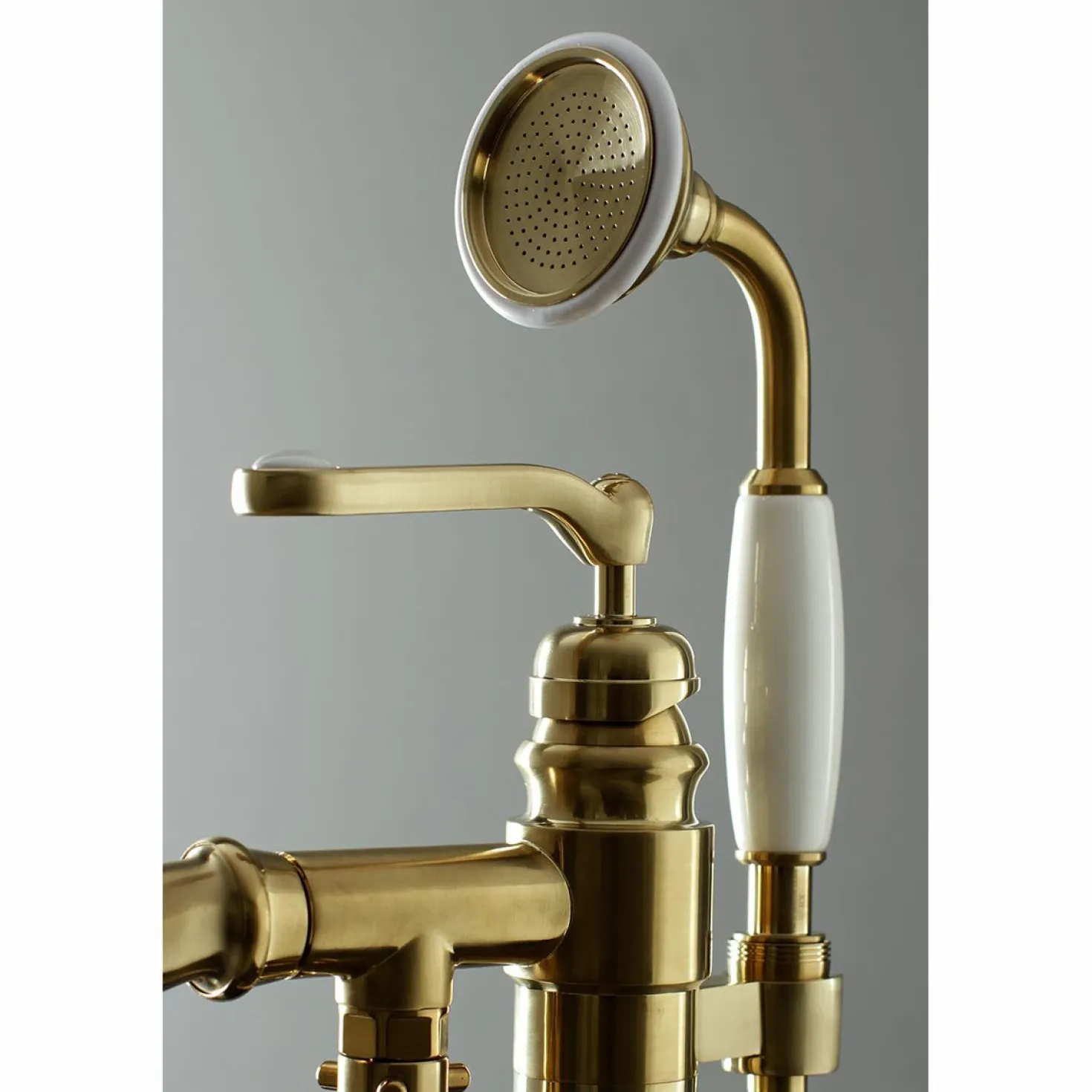 Kingston Brass Royale Single Handle Freestanding Roman Tub Faucet with Hand Shower