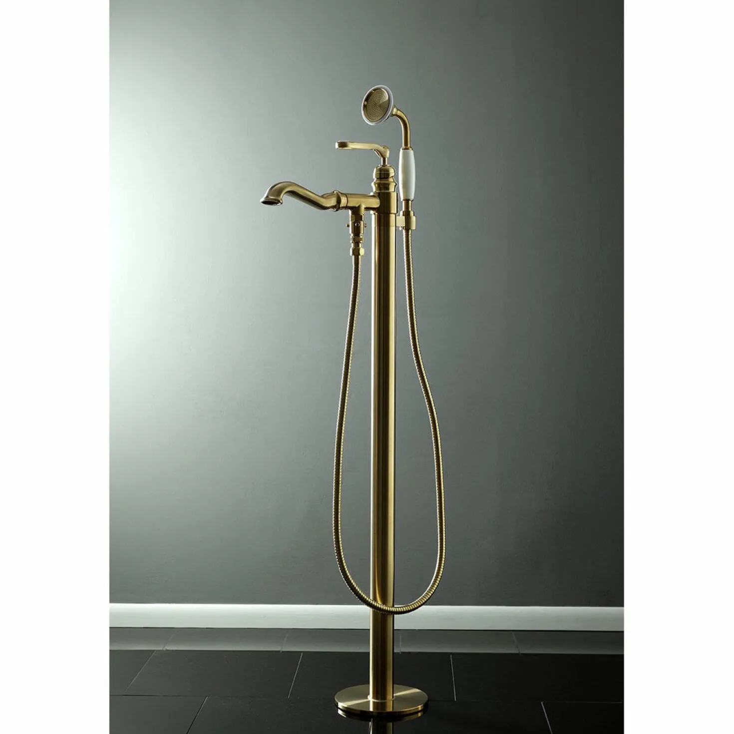 Kingston Brass Royale Single Handle Freestanding Roman Tub Faucet with Hand Shower