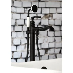 Kingston Brass Royale Single Handle Freestanding Roman Tub Faucet with Hand Shower