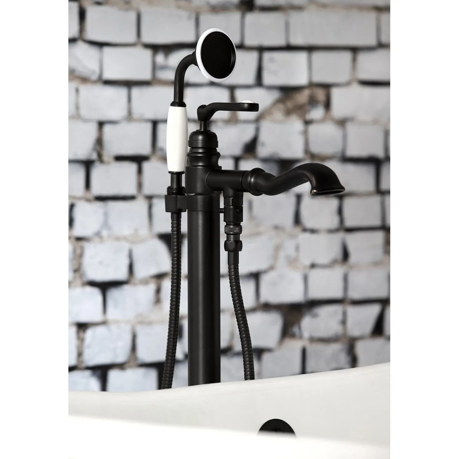 Kingston Brass Royale Single Handle Freestanding Roman Tub Faucet with Hand Shower