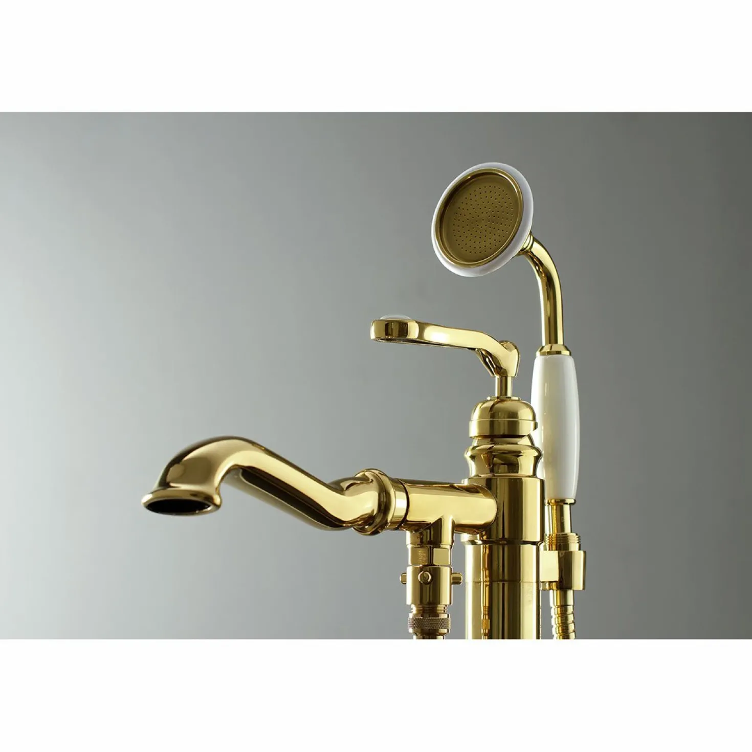 Kingston Brass Royale Single Handle Freestanding Roman Tub Faucet with Hand Shower