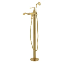 Kingston Brass Royale Single Handle Freestanding Roman Tub Faucet with Hand Shower