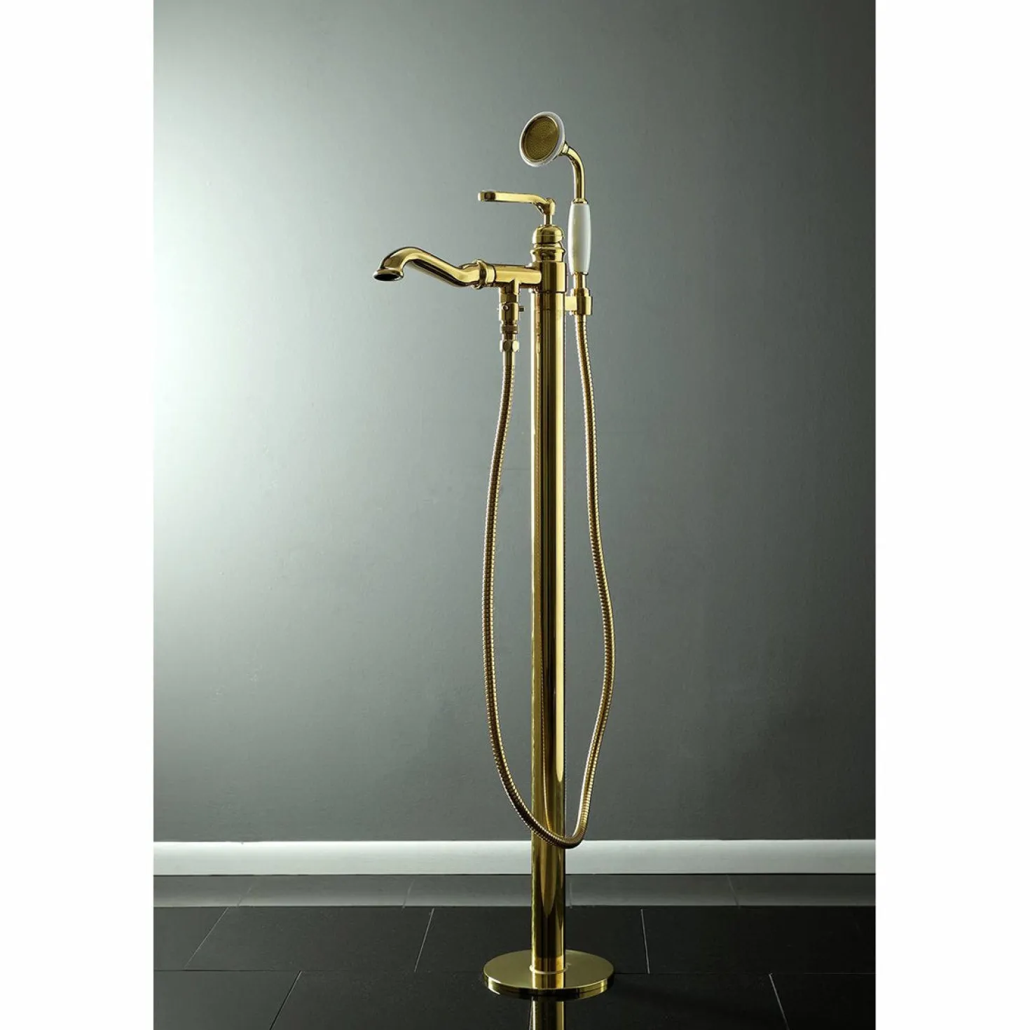 Kingston Brass Royale Single Handle Freestanding Roman Tub Faucet with Hand Shower