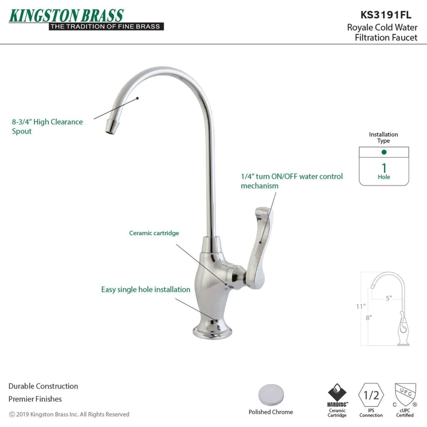 Kingston Brass Royale Single Handle Water Filtration Faucet