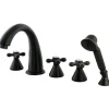 Kingston Brass Royale Three Handle Oil Rubbed Bronze Roman Tub Filler with Hand Shower