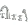 Kingston Brass Royale Three Handle Polished Chrome Roman Tub Filler with Hand Shower