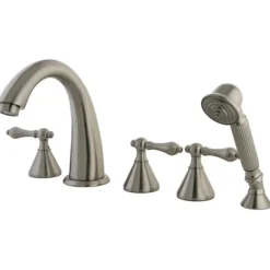 Kingston Brass Royale Three Handle Roman Tub Filler with Hand Shower