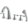 Kingston Brass Royale Three Handle Roman Tub Filler with Hand Shower in Polished Chrome