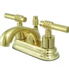 Kingston Brass Royale Two Handle 4" Centerset Solid Brass Lavatory Faucet with Brass Pop-up