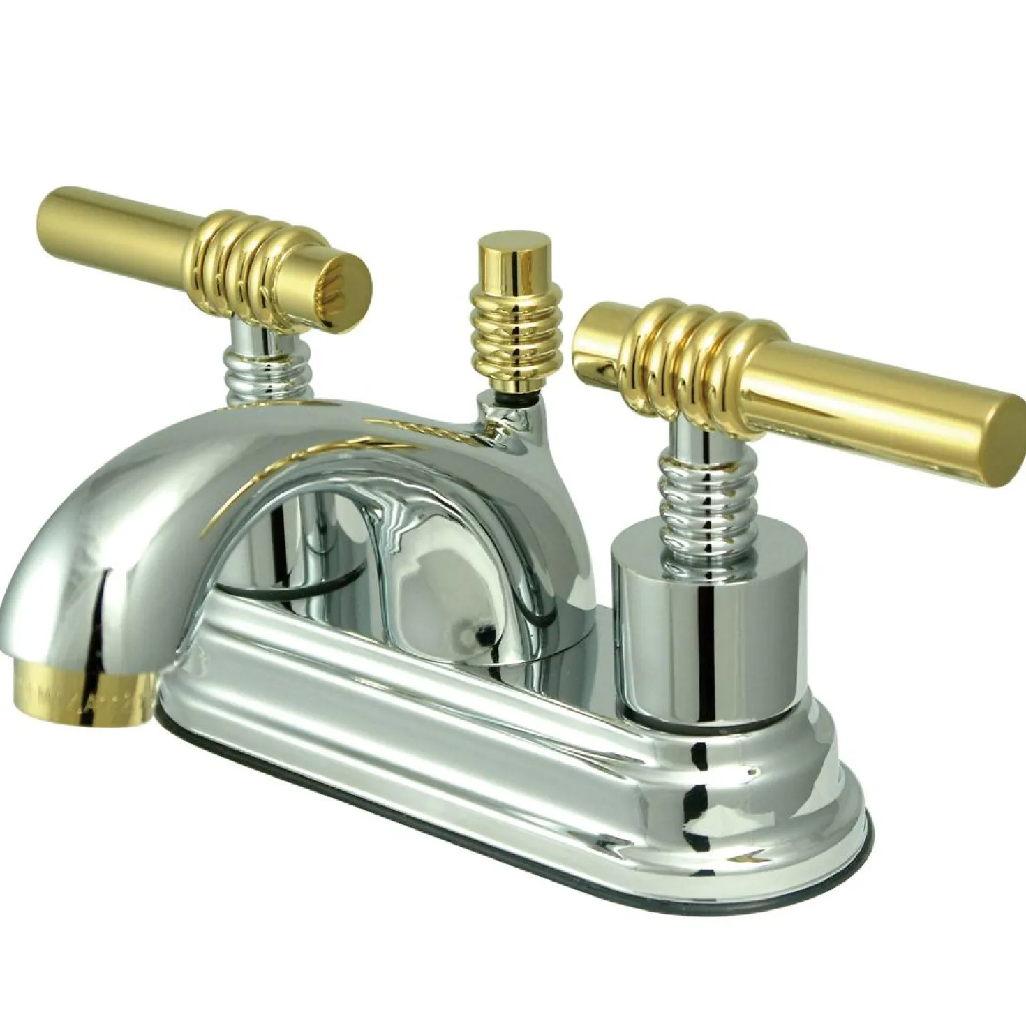 Kingston Brass Royale Two Handle 4" Centerset Solid Brass Lavatory Faucet with Brass Pop-up