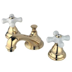 Kingston Brass Royale Two Handle 8" to 16" Widespread Solid Brass Lavatory Faucet with Brass Pop-up