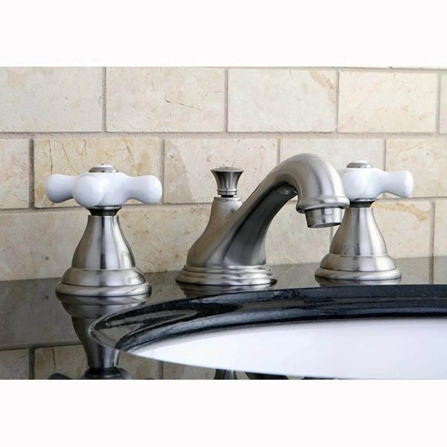 Kingston Brass Royale Two Handle 8" to 16" Widespread Solid Brass Lavatory Faucet with Brass Pop-up