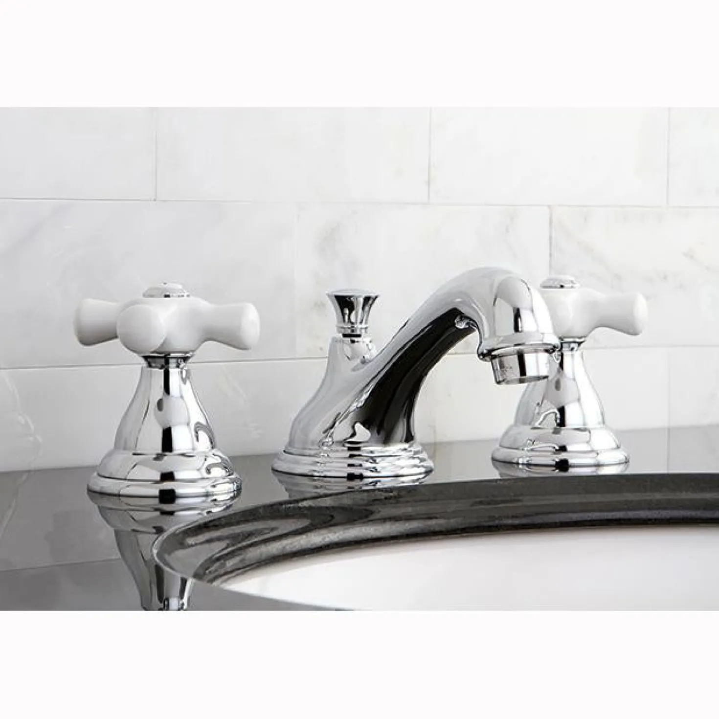 Kingston Brass Royale Two Handle 8" to 16" Widespread Solid Brass Lavatory Faucet with Brass Pop-up