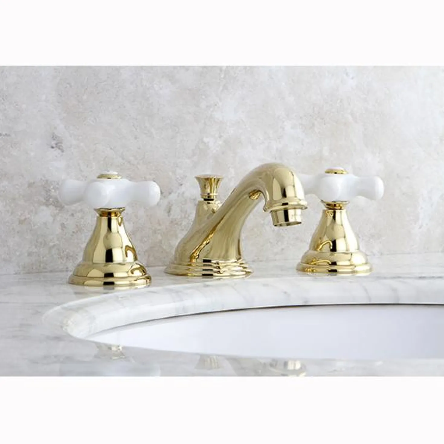 Kingston Brass Royale Two Handle 8" to 16" Widespread Solid Brass Lavatory Faucet with Brass Pop-up