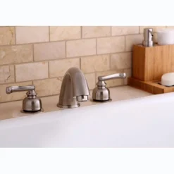Kingston Brass Royale Two Handle Roman Tub Filler in Satin Nickel