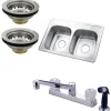 Kingston Brass Self-Rimming Double Bowl Kitchen Sink with Faucet