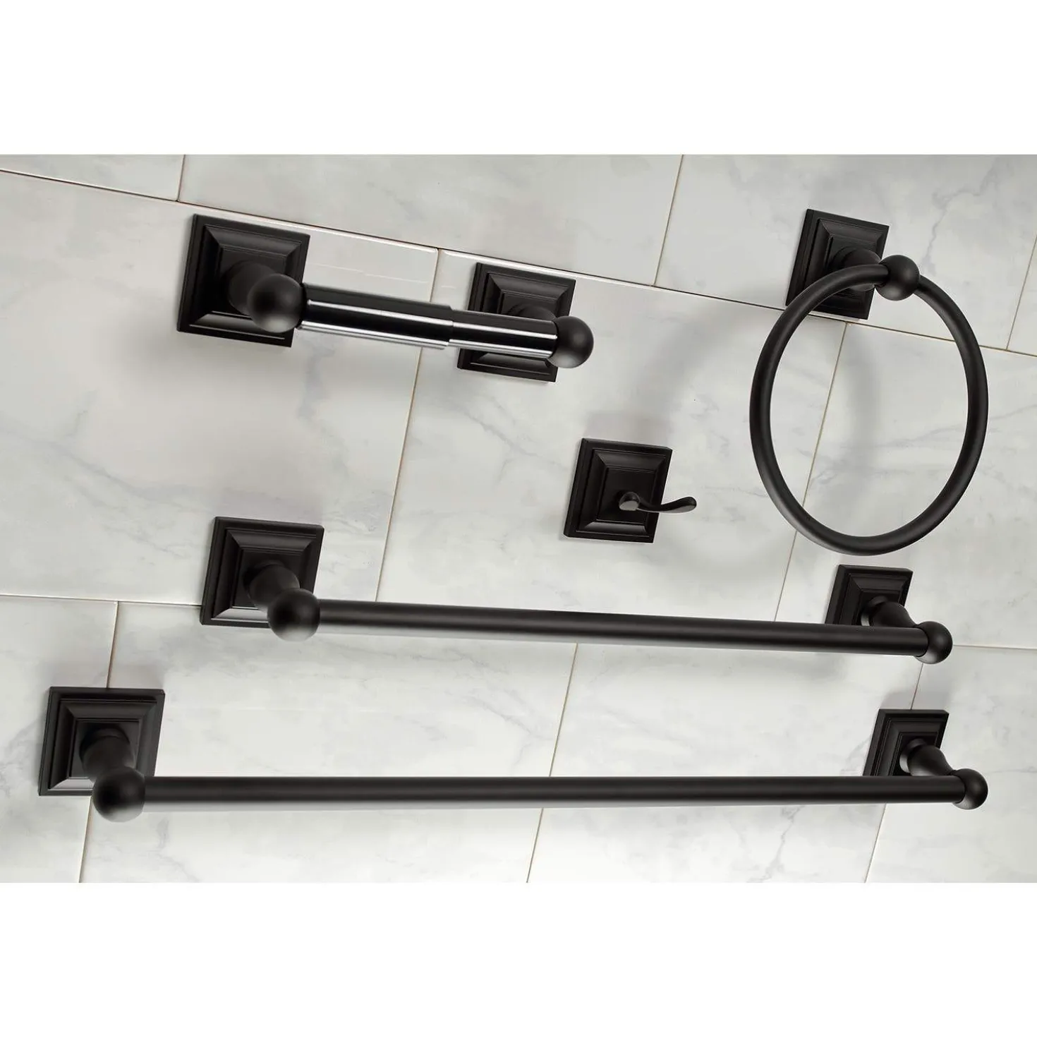 Kingston Brass Serano 5-Piece Bathroom Accessory Set in Black